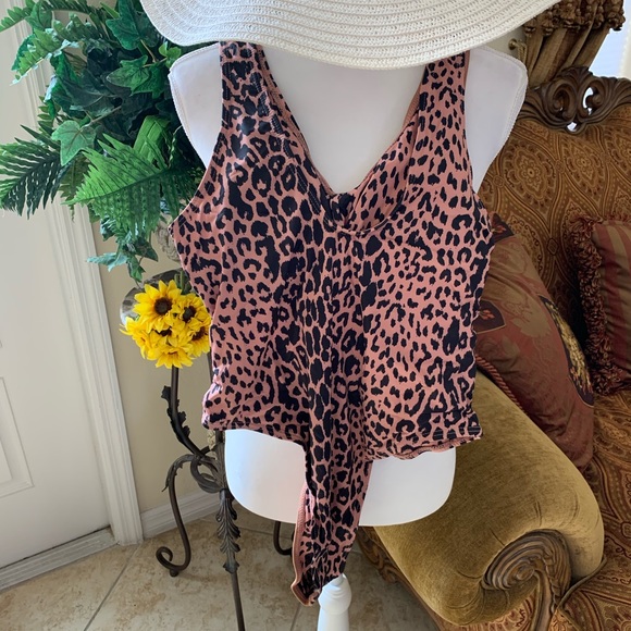 Leopard one piece tank style swim suit, size M - Picture 2 of 14